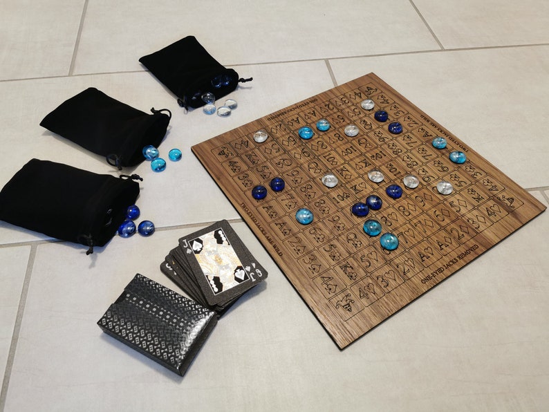 Wooden Sequence Board Game Maple or Walnut Sequence Game Etsy