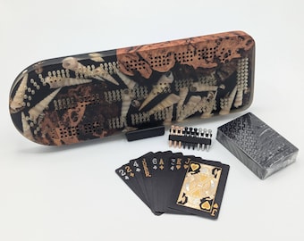 January 2025 60% off! Epoxy and burl cribbage board