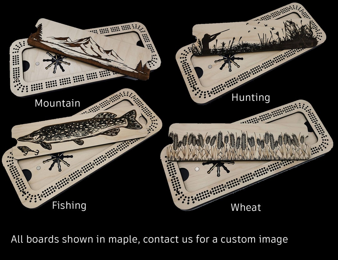 Custom Engraved Cribbage Board 3 Track With Metal Pegs Included, Peg