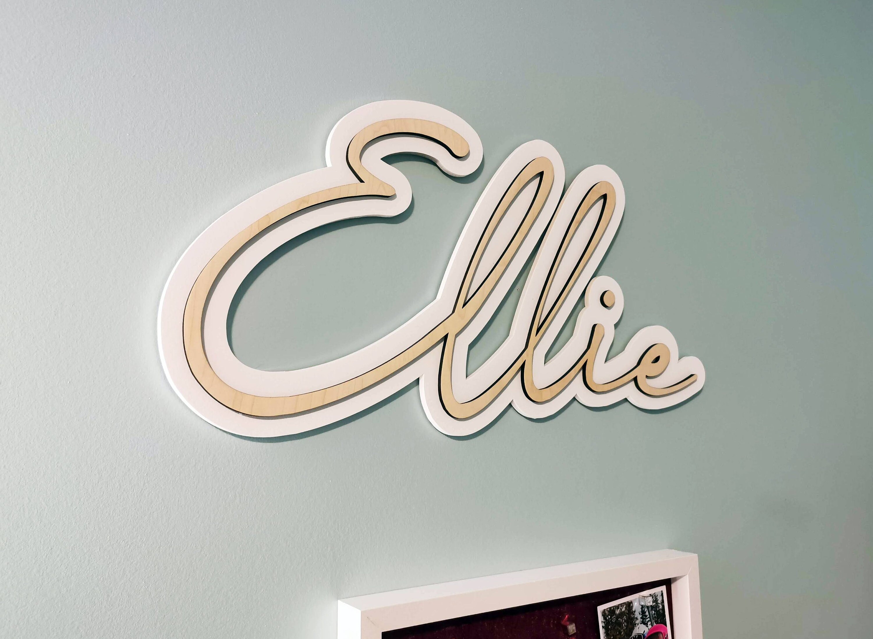 Personalized Modern Name Sign - Two Layer Custom Modern Name Cutout ...