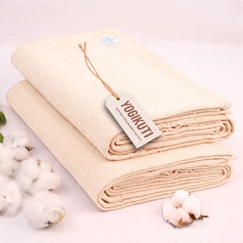Iyengar Yoga Blanket Set of 2 | Handwoven Indian Cotton Rug for Restorative Support & Meditation image 10