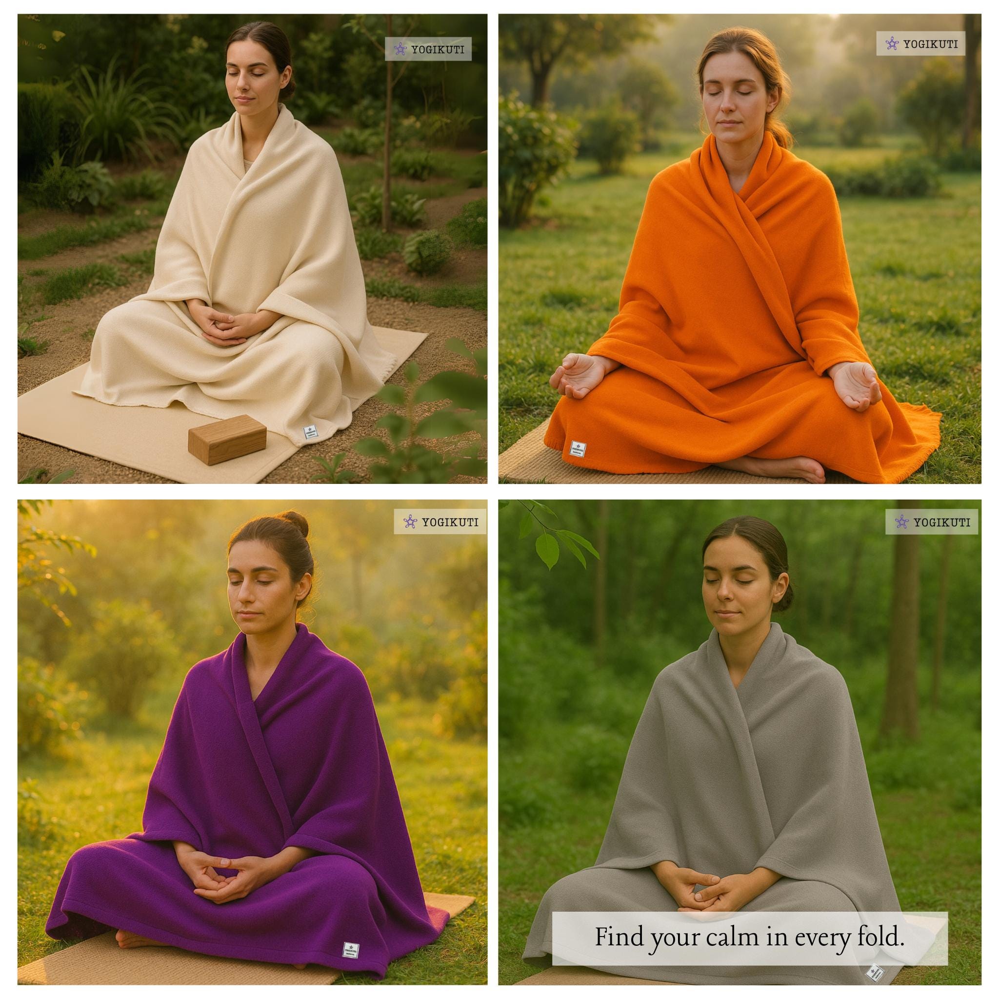 アイアンガーコットンヨガブランケット4枚セット：回復力をサポート