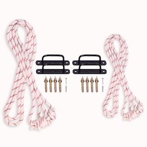 Iyengar Yoga Wall Ropes Set | Cotton Blend, Studio Props for Inversion Support, Stretching & Balance WhiteRopes/BlackHook