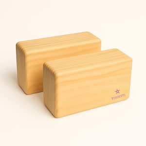Yogikuti Solid Wooden Yoga Block Set of Two– Eco-Friendly, Non-Slip Surface – Ideal for Iyengar Yoga, Balance & Support in Yoga Practice