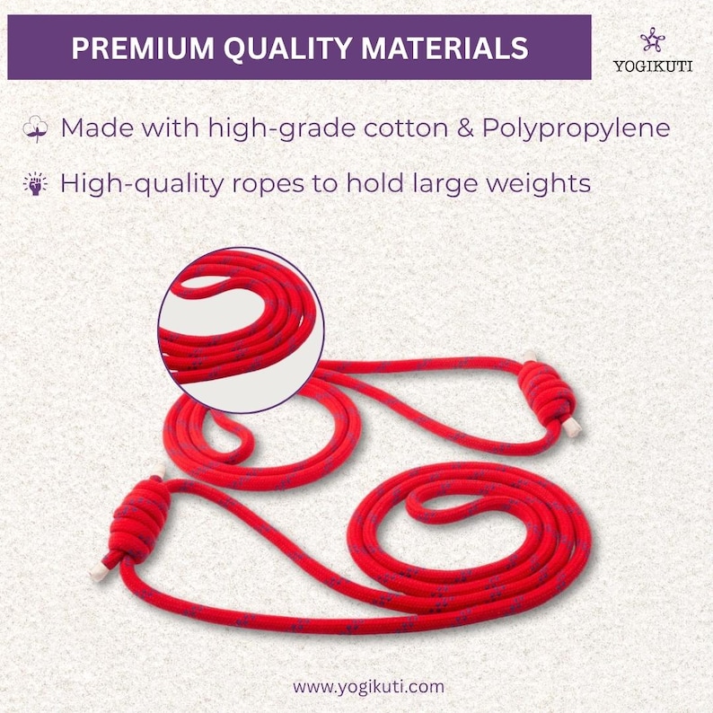 Iyengar Yoga Wall Ropes Set | Cotton Blend, Studio Props for Inversion Support, Stretching & Balance image 7