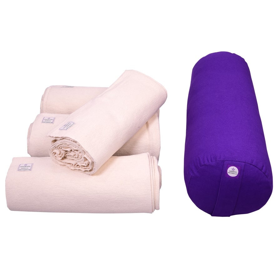 Iyengar - Manta de yoga de color algodón, conjunto de cuatro, manta Pune.  Manta de yoga tejida a mano