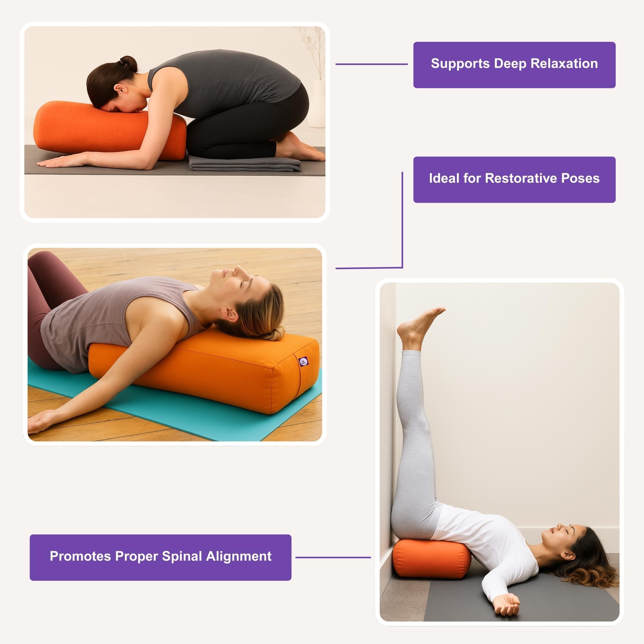 長方形コットンヨガボルスター｜アイアンガー＆リストラティブポーズ