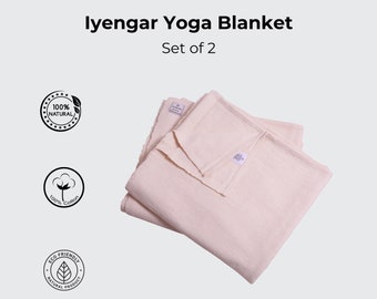 Iyengar 100% Handwoven Cotton Yoga Blanket Set of Two With Free Shipping, unbleached Pune cotton yoga blanket. Made in India.