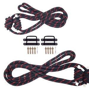 Yogikuti Two Yoga Wall Rope Pair (Small & Long) + 2 Pair Hook Set (Black), Yoga rope, Yoga gifts, Restorative Yoga, wall rope, ropes.