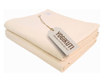 Ensemble de couverture de yoga Iyengar 2 : tapis tissé à la main en coton indien pour un soutien réparateur et la méditation