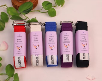 Cotton Yoga Strap Set of 5 | Adjustable Eco-Friendly Belt with Metal Buckle