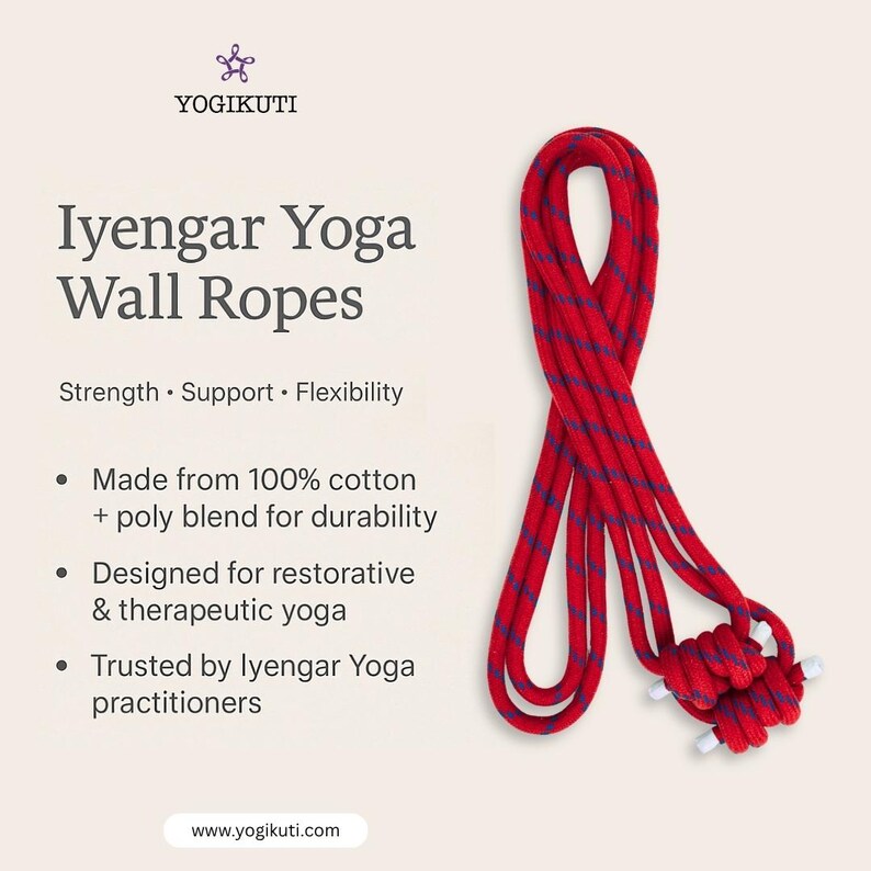 Iyengar Yoga Wall Ropes Set | Cotton Blend, Studio Props for Inversion Support, Stretching & Balance image 15
