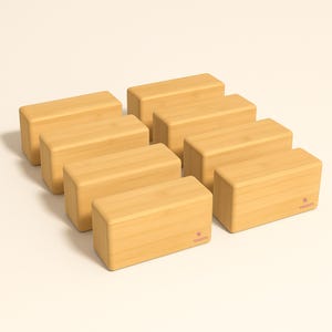 Yogikuti Bamboo light Yoga Block 8pcs- Wooden Block for Iyengar Yoga Practice – Sustainable, Non-Slip, and Supportive for All Levels