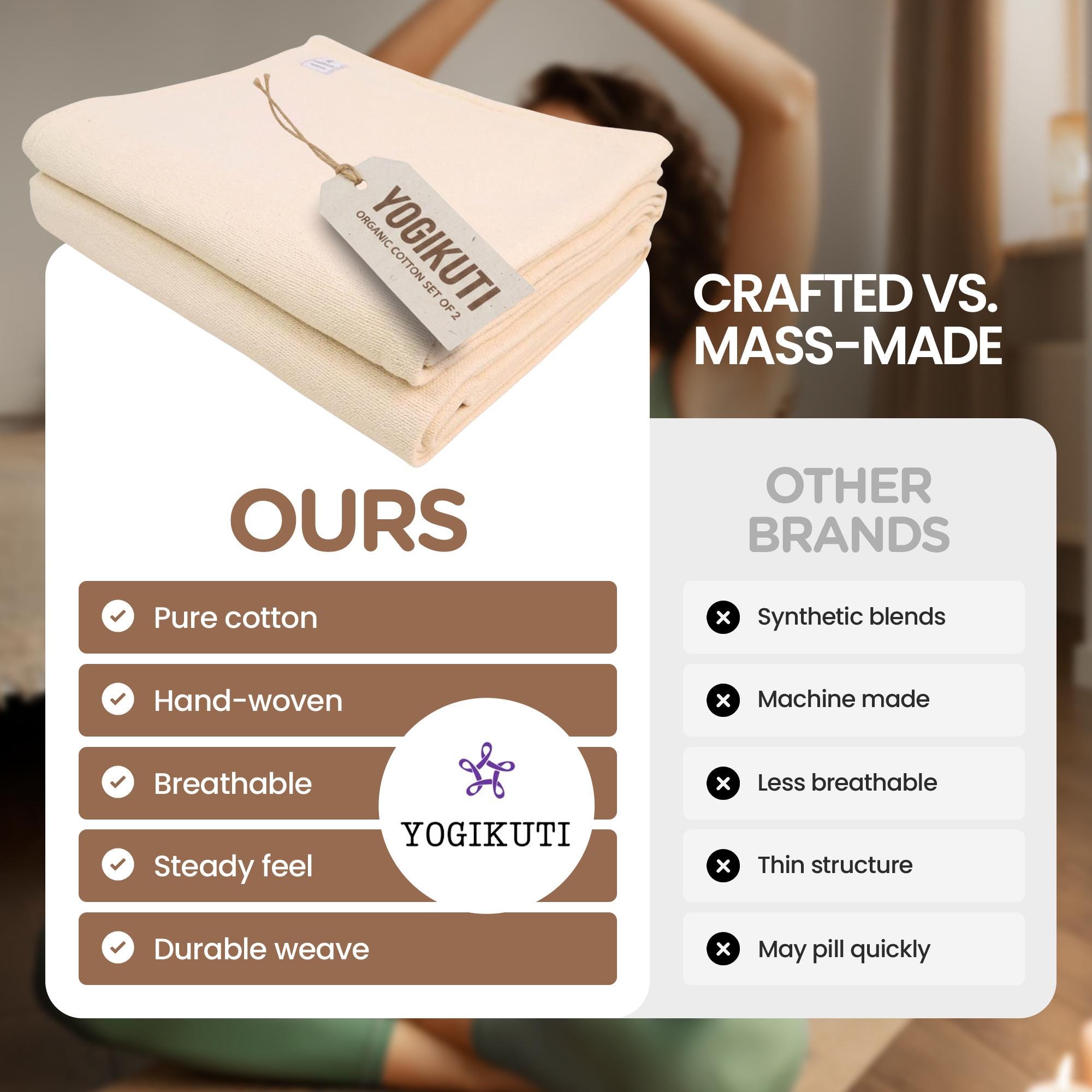 アイアンガーコットンヨガブランケット4枚セット：回復力をサポート