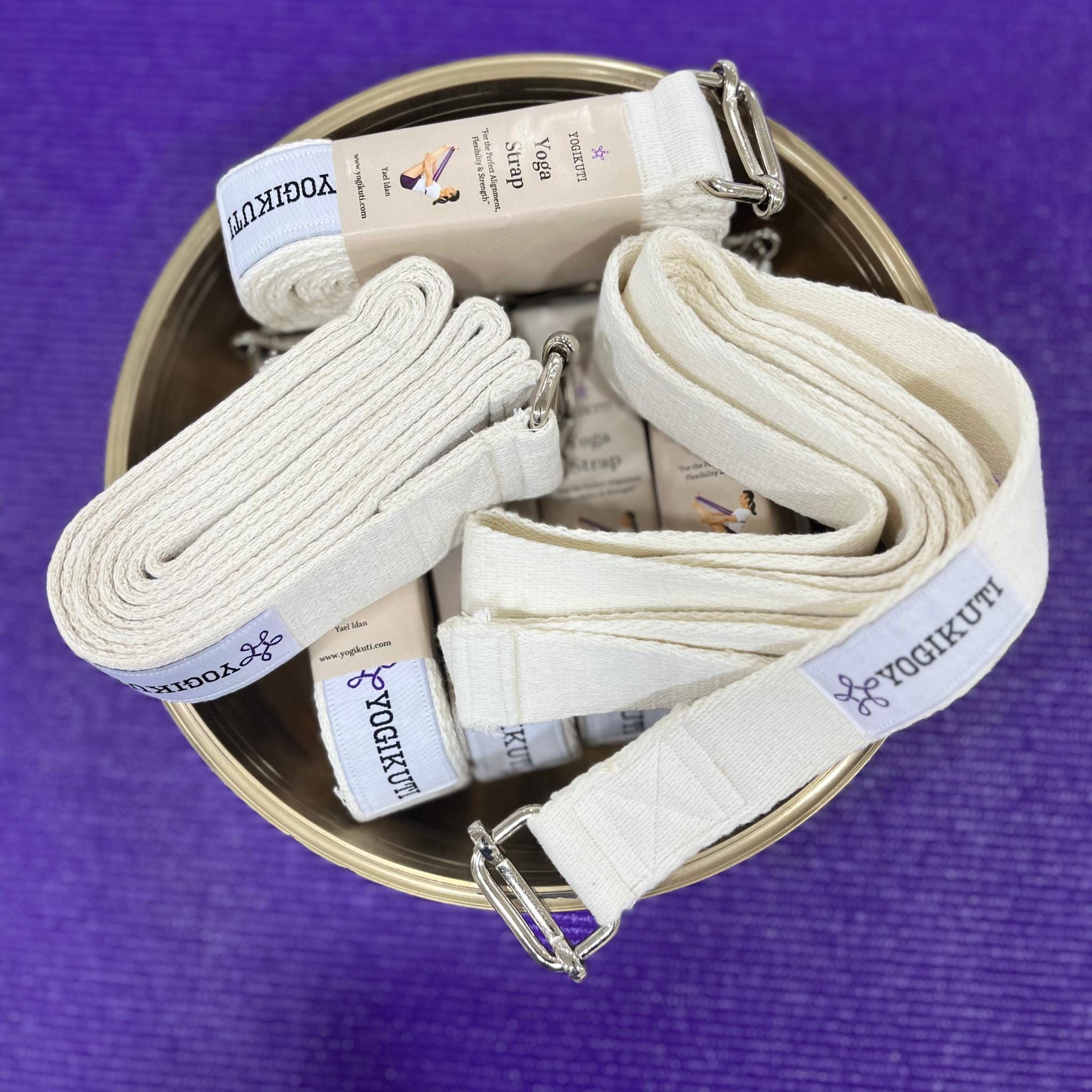 Lot De 10 Ceintures De Yoga En Coton Bleu - 250 Cm X 3 Cm, Avec Anneau En D, Pour Étirement Et Alignement