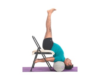 Yoga Chair Tall , Iyengar Yoga chair. Backless metal yoga chair,  Yoga Chair 2 bar.