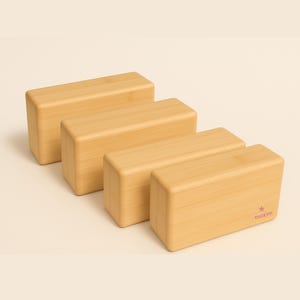 Yogikuti Bamboo Light Wooden Yoga Block(Set of4) – Eco-Friendly, Durable & Lightweight – Yoga Block for Balance, Stability and Alignment