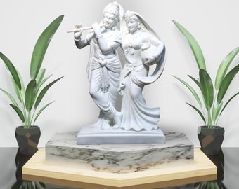Radha Krishna Idol Marble Stone 16 inch, Radha Krishna Statue, Statues, Sculptor