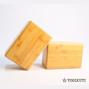 Yoga Bamboo Block (Large) Set of Two, Yoga Block, Wooden Yoga Block, Yoga Bricks, Iyengar Yoga Props,