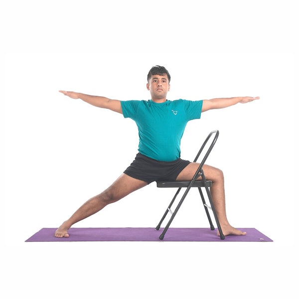 Silla de Yoga Alta , Silla de Yoga Iyengar. Silla de yoga metálica sin respaldo, Silla Yoga 2 barras.