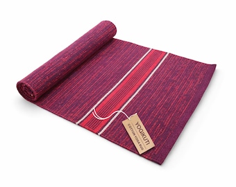 Esterilla de yoga de algodón orgánico tejida a mano, ecológica, antideslizante y lavable, de 182 x 61 cm (72 x 24 pulgadas), ideal para yoga, pilates, meditación y pranayama.