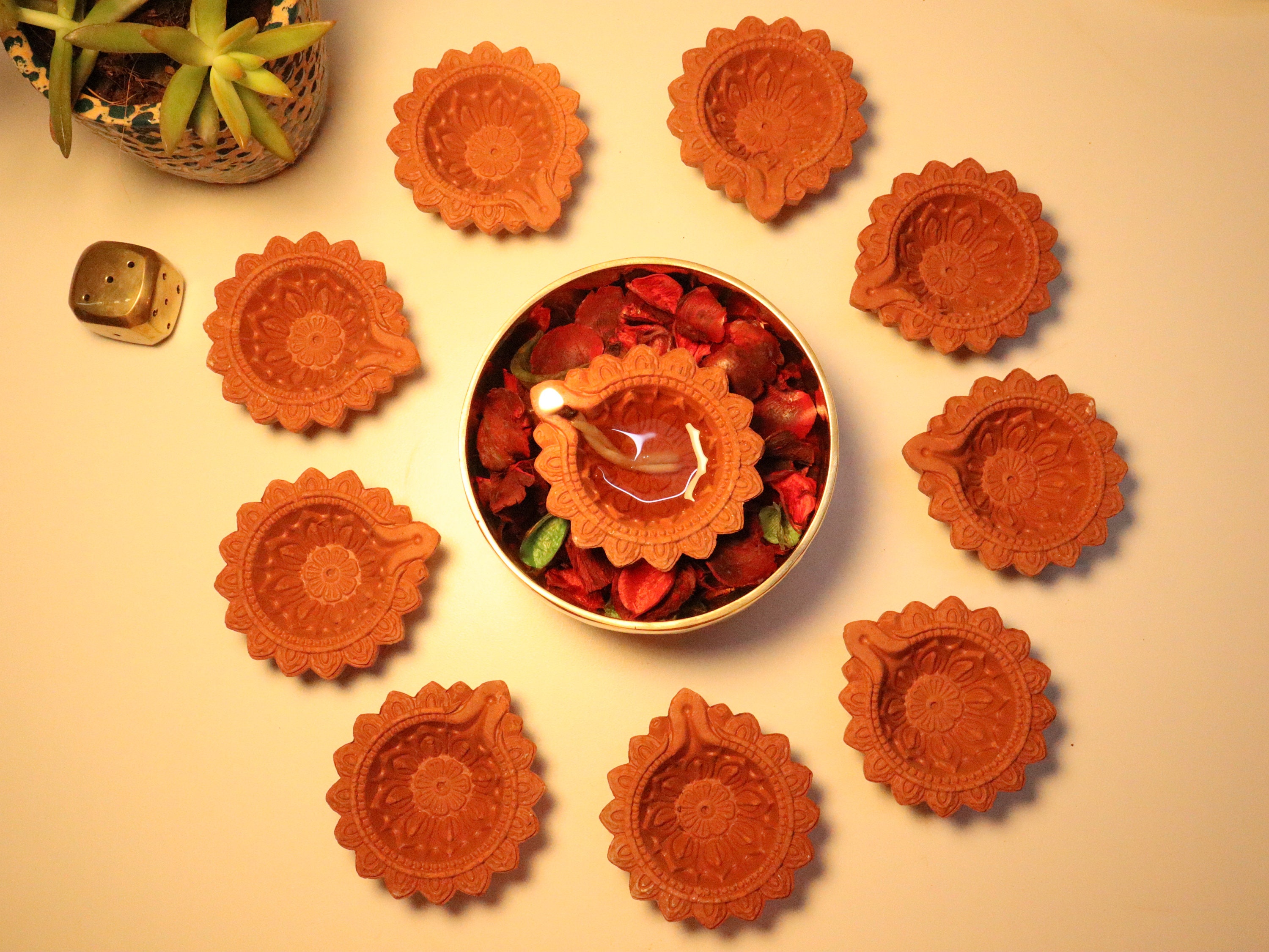 Yogikuti Set of 10 clay Diya's, Diya for Diwali, includes Cotton …