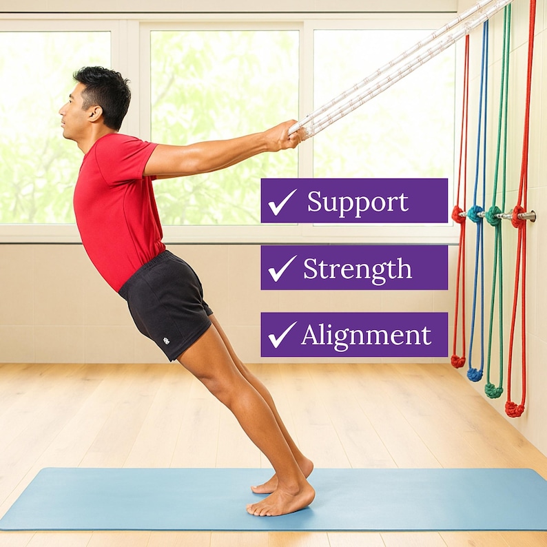 Iyengar Yoga Wall Ropes Set | Cotton Blend, Studio Props for Inversion Support, Stretching & Balance image 10