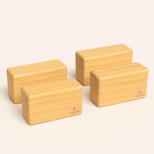 Yogikuti Solid Wooden Block set of Four – Premium Hardwood, Smooth Finish – Support, Alignment & Balance Prop in Iyengar Yoga