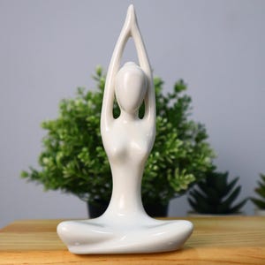 Yoga Pose Figurine, White Ceramic Yoga Women Statue for Home & Yoga Studio Decor, Yoga Gift