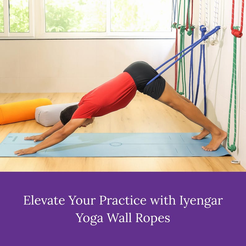 Iyengar Yoga Wall Ropes Set | Cotton Blend, Studio Props for Inversion Support, Stretching & Balance image 9