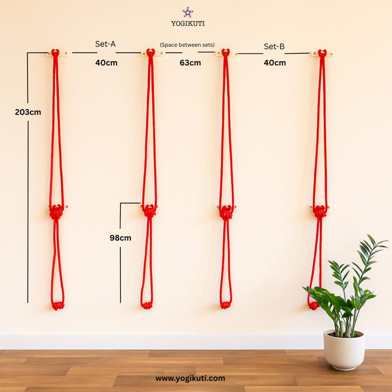 Iyengar Yoga Wall Ropes Set | Cotton Blend, Studio Props for Inversion Support, Stretching & Balance image 8