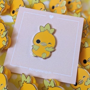 Cute Yellow Orange Chick Birb &quot;Torchic&quot; Enamel Pin