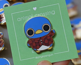 Cute Blue Penguin "Roald" Enamel Pin (Animal Crossing)