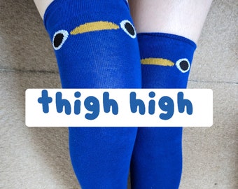 Pingki Penguin Blue Buddy Thigh High Socks