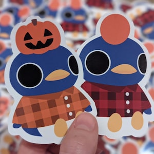 Lindas pegatinas de vinilo troqueladas de pingüino azul