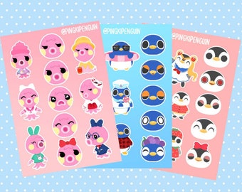 Assorted Cute Animal A5 Sticker Sheets - Stationary, Journal Planning