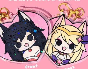 Ahri Holographic Glitter Charm (Double Sided: Classic /Star Guardian) League of Legends