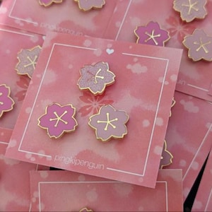 Set of 3 Tiny Pink Sakura Flower Enamel Pins