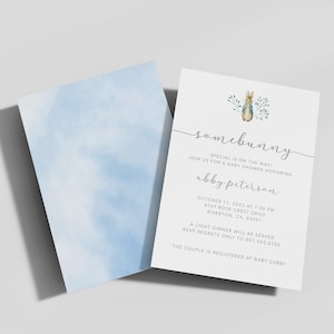 Peter Rabbit Theme Babyparty Einladung Vorlage, Blaue Babyparty, Es ist ein Junge Babyparty einladen