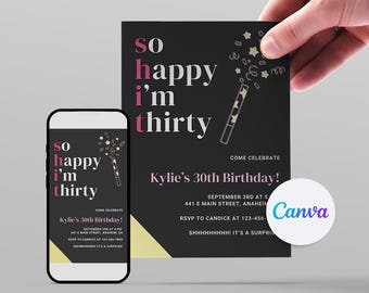 Dirty 30 Birthday Invitation Template: Funny Thirty Digital Print (PDF)