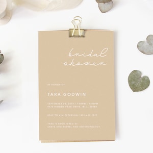 Minimalist Bridal Shower Invitation Template, Modern Bridal Shower Invitation, Minimal Bridal Shower Invite, Printable Invitations, Download