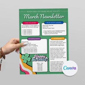 Retro March Newsletter Template Month LDS Primary Relief Society Template Newsletter Monthly Newsletter Classroom School Newsletter Template