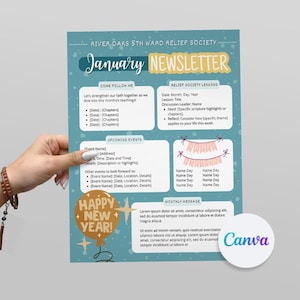 Newsletter Templates January month LDS Primary Relief Society Template Newsletter Monthly Newsletter Classroom School Newsletter Template