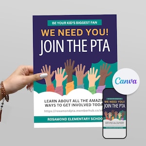 PTA Poster PTA Flyer Classroom Printable Handout Flyer School and Student Employee Volunteers Join Us Flyer Poster We Need You Sign Up Now