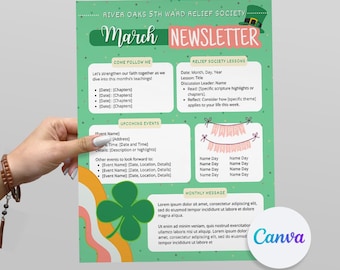 Modèle de Newsletter de mars | Primaire SDJ, Société de Secours (téléchargement numérique)