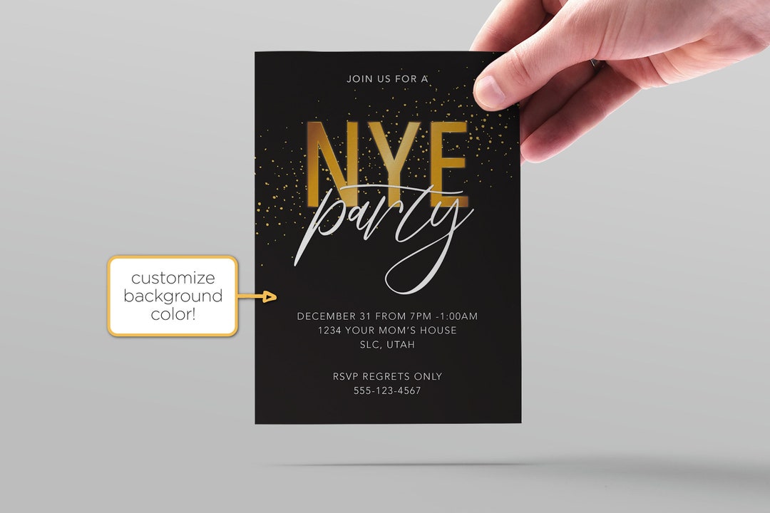 New Year's Eve Party Invite Template, New Years Even, Holiday Invite ...