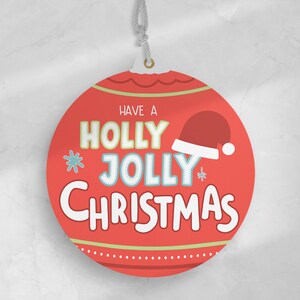 Sjabloon kerstcadeaukaartjes, kerstkaart, cadeaulabel vakantie, kerstcadeaulabel, Holly Jolly kerstkaart direct downloaden
