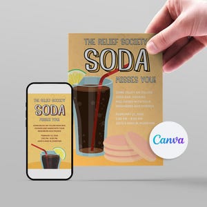 Activity Invitation, Soda Bar and Cookies invitation template, Relief Society Activity invite, Neighborhood Party, Italian soda invite