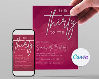 Dirty Thirty Birthday Invitation Template (Digital Print)