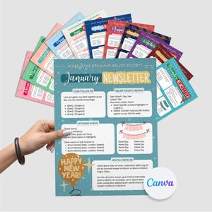 Relief Society Birthday Template Newsletter Templates 12 months Year LDS Primary Newsletter Monthly Classroom School Newsletter Template